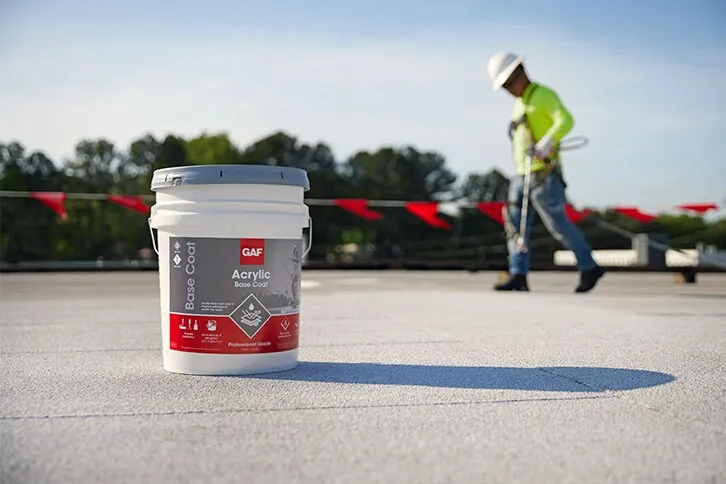 GAF acrylic coating on an asphaltic commercial roof